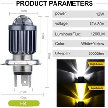 Gorgeous H4 LED Spot Işığı Küçük Ampul LED Motosiklet Modifiye Far Entegre Iki Renkli Far Aksesuarları (Yurt Dışından)