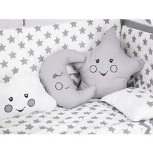 Bebeget Süper Natural ahşap Beşik 4 Kademeli Gri Anne Yanı Sallanır Bebek Beşiği 60X120 -Uyku Seti+Yatak G3