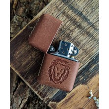 Atölye Çınar El Yapımı Hakiki Deri Kılıflı Zippo Çakmak