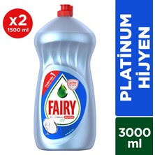 Fairy Platinum Sıvı Bulaşık Deterjanı Hijyen 3000 ml (2X1500 Ml)