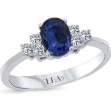 LEA's Pırlanta 0.98 Karat Pırlantalı Oval Safir Yüzük