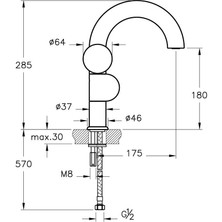 Vitra Liquid Lavabo Bataryası, Soldan, Krom A42755