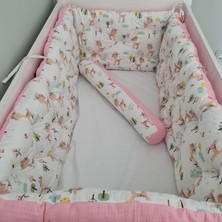 Babynest Dünyası 60X120 Pike Kumaş Beşik 4 Kenar Koruma Takımı Yılan Yastık Hediyeli Kenar Koruma