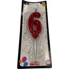 Kidspartim 6 Yaş Yeni Kırmızı Rakam Mum