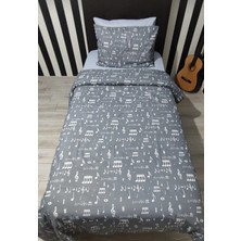 Mert Collection Çarşı Tek Kişilik Nevresim Takımı Lastikli Çarşaf 2 Yastık 4 Parça