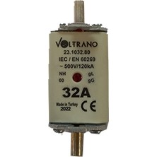 Kale Voltrano Kale Porselen 32A 00 Boy Bıçaklı Sigorta Buşonu NH00