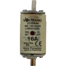 Kale Voltrano Kale Porselen 16A 00 Boy Bıçaklı Sigorta Buşonu NH00