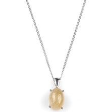 Alibaba Doğaltaş Golden Rutil Kuvars Doğal Taş 925 Ayar Gümüş Kolye