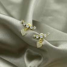 Jewel By Aila Beş Taşlı Kalp Gümüş Küpe