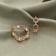 Jewel By Aila Kemer Detaylı Taşlı Gümüş Halka Küpe