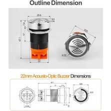 Lanbo 22MM 100DB Işıklı Metal Buzzer