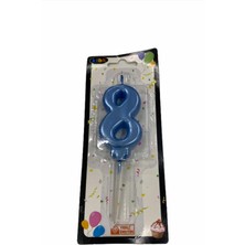 Kidspartim 8 Yaş Açık Mavi Rakam Mum