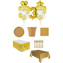 Dipak Gold Renk 3 Yaş Doğum Günü Seti