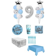 Dipak Mavi Renk 9 Yaş Doğum Günü Seti