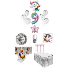 Dipak Unicorn Temalı 9 Yaş Doğum Günü Seti 16 Kişilik