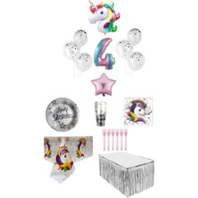 Dipak Unicorn Temalı 4 Yaş Doğum Günü Seti 16 Kişilik