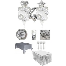 Dipak Gümüş Renk 4 Yaş Doğum Günü Seti 16 Kişilik