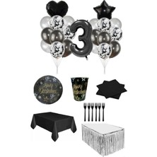 Dipak Siyah 3 Yaş Doğum Günü Seti 16 Kişilik