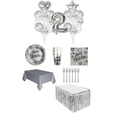 Dipak Gümüş Renk 2 Yaş Doğum Günü Seti 16 Kişilik