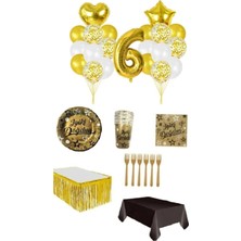 Dipak Gold/siyah Renk 6 Yaş Doğum Günü Seti 16 Kişilik
