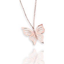 Byes Altın Kaplama Gümüş Zarif Kelebek Kolye