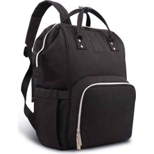 Happy Baby Anne Bebek Bakım Sırt Çantası Biberon Termoslu Sıvı Geçirmez Puset Askı Aparatlı Siyah