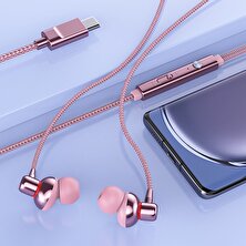 Fertiong Kablolu Kulaklık Ergonomik Hifi Ses Seviyesi Ayarlanabilir Tip-C Tel Kontrol Karaoke Için Mikrofonlu Kulaklık (Yurt Dışından)