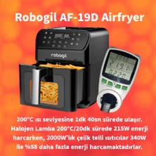 Robogil AF-19D Airfryer XXL 6,5lt Halojen Lambalı Cam Kapaklı Sıcak Hava Fritözü