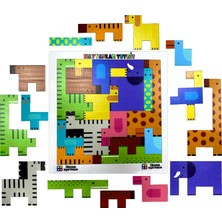 Hamaha Eğitici Ahşap Oyuncak Hayvanlar Animals Puzzle Yapboz Bultak Tetris