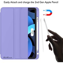 MTK Moveteck Apple Ipad 10.nesil 10.9inç Uyumlu Pu Deri Kalem Bölmeli Yumuşak Liquid Otomatik Uyku Modlu Akıllı Kılıf Smart Case A2696 A2757 A2777 Magnetik