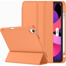 MTK Moveteck Apple Ipad 10.nesil 10.9inç Uyumlu Pu Deri Kalem Bölmeli Yumuşak Liquid Otomatik Uyku Modlu Akıllı Kılıf Smart Case A2696 A2757 A2777 Magnetik