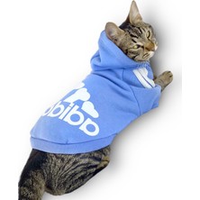 Kemique Bebek Mavisi Adidog Kapşonlu Kedi Sweatshirt Kedi Kazağı