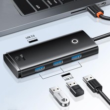 Baseus 100CM 4 Portlu Type-C To USB 3.0 Dönüştürücü Çoğaltıcı 5gbps Aktarım Hub, 4x Usb, 1x Type C