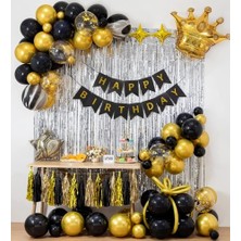 Çıtı Pıtı Store Siyah Altın Doğum Günü Süslemeleri