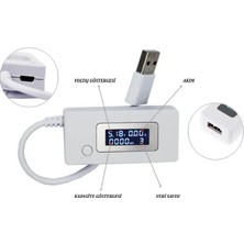 Wozlo USB Voltmetre Ampermetre Test Cihazı - Dijital Led Göstergeli USB Volt Amper Ölçer