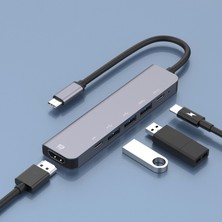 Fertiong Dizüstü Bilgisayar Için 3 USB 3.0 Bağlantı Noktası Usb-C Istasyonu Adaptörü ile 6 Arada Yüksek Hızlı Tip-C Ila HDMI Uyumlu 4K - Gri (Yurt Dışından)