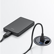 Fertiong USB Istasyonu 5'sı 1 Arada Multiport 3 Usb3.0 Tf Sd Kart Okuyucu Deliği Içi 5gbps Veri Aktarımı USB Masası Grommet Office Malzemeleri - Siyah (Yurt Dışından)