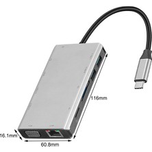Fertiong 4 USB Bağlantısı Noktalı Sd Tf Kart Okuyucu VGA Type-C Adaptör Dongle Yüksek Hızlı Mini Yerleştirme Istasyonu - Gri (Yurt Dışından)