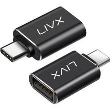 Livx USB 3.1 To Type-C 10Gbps 3A Hızlı Şarj ve Data Aktarımı Çevirici Dönüştürücü OTG Adaptör Siyah OTGCZ