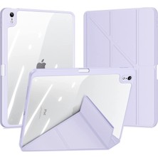 MTK Moveteck Apple Ipad Air 5 ve Air 4 10.9'' Tablet Kılıfı Şeker Renkli Kalem Yuvalı Smart Standlı Crystal Şeffaf Kapak