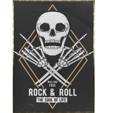 SHOP365 Kafatası Rock And Roll Müzik Illüstrasyon Poster P-004610