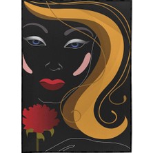 SHOP365 Kırmızı Çiçeğiyle Kadın Illüstrasyon Siyah Tonlar Poster P-004646
