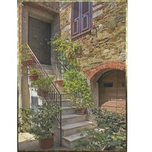 SHOP365 Eski Taş Evi Merdivenler Manzara Poster P-004622