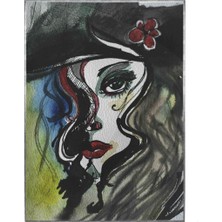 SHOP365 Güzel Kadın Yağlı Boya Görünümlü Illüstrasyon Poster P-004597