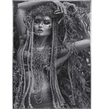 SHOP365 Örgülü Güzel Kadın Siyah Beyaz Dekoratif Güzellik Moda Poster P-000039