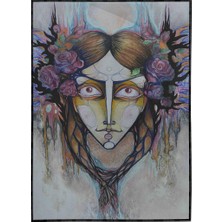 SHOP365 Çiçekli Cadı Illüstrasyon Poster P-004573