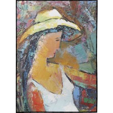 SHOP365 Şapkalı Kadın Karışık Renkler Sanatsal Poster P-004580