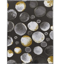 SHOP365 Siyah Tonlarda Yuvarlak Puantiye Benzeri Tasarım -Modern Sanat Tuval-Dikey- Poster P-000136