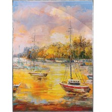 SHOP365 Venedik Liman Manzarası Kayıklar Yağlı Boya Görünümlü Poster P-001723