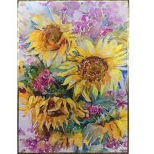 SHOP365 Renkli Sulu Boya Görünümlü Çiçekler Buket Poster P-000041